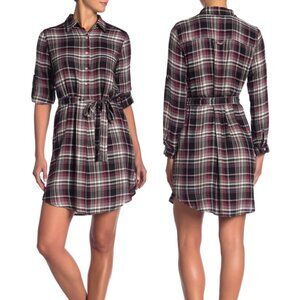 Max Studio Plaid Button Shirt Dress